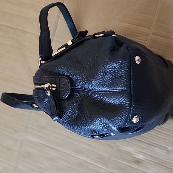 Michael Kors black leather Lattington satchel purse - Picture 4 of 14